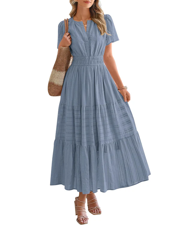 VITÓRIA | Vestido maxi com folho em camadas