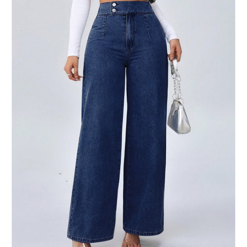 MARGARIDA | Calças de ganga de perna larga e cós alto