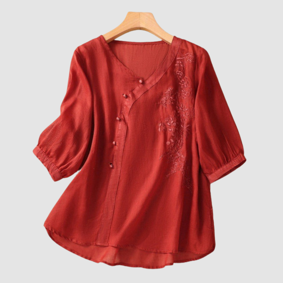 LORAINE | Blusa com botões assimétricos