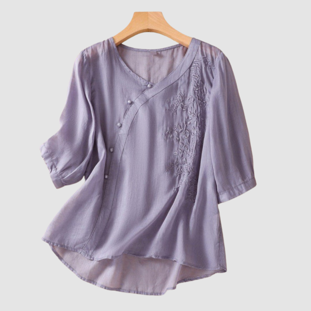 LORAINE | Blusa com botões assimétricos