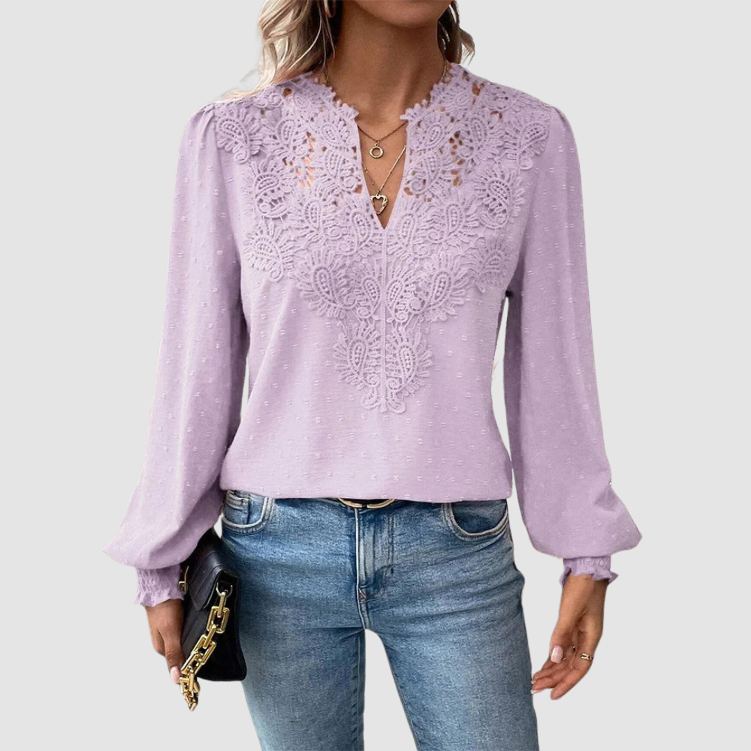 SONDRA | Blusa com renda e decote em V
