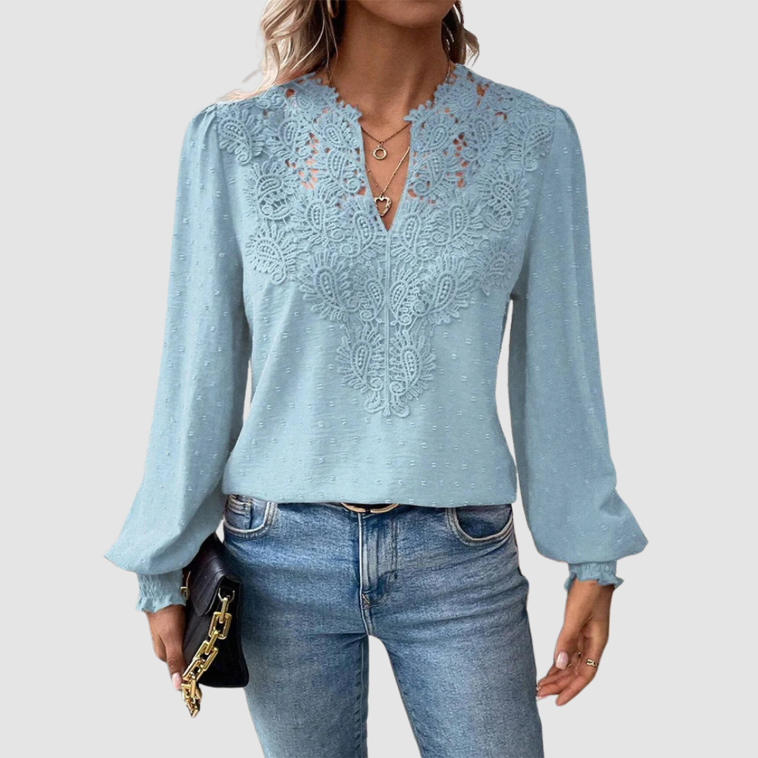 SONDRA | Blusa com renda e decote em V