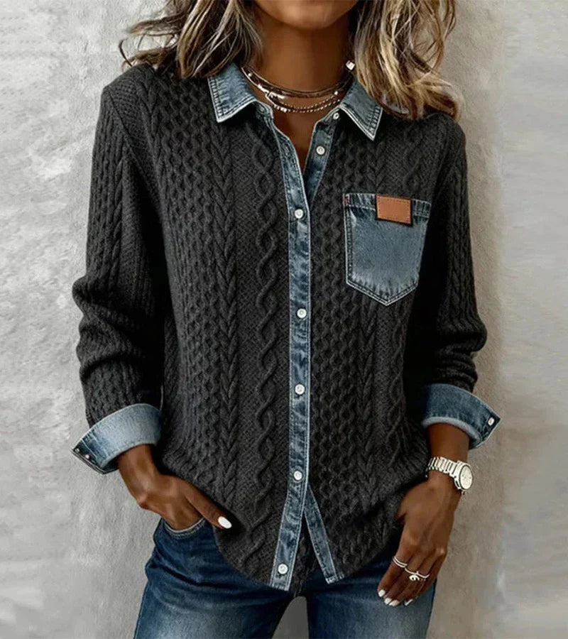 ARIELLE | Camisola de malha com detalhes em ganga