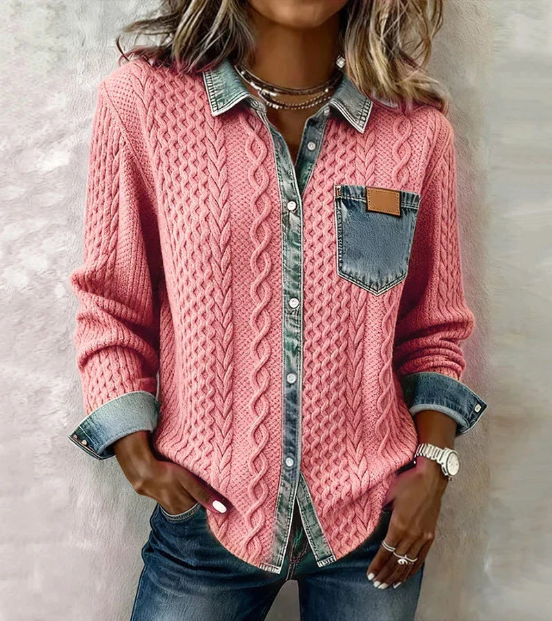 ARIELLE | Camisola de malha com detalhes em ganga