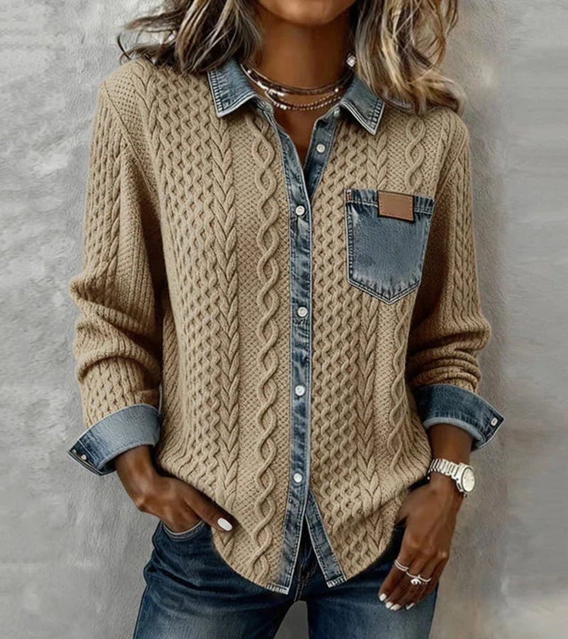 ARIELLE | Camisola de malha com detalhes em ganga
