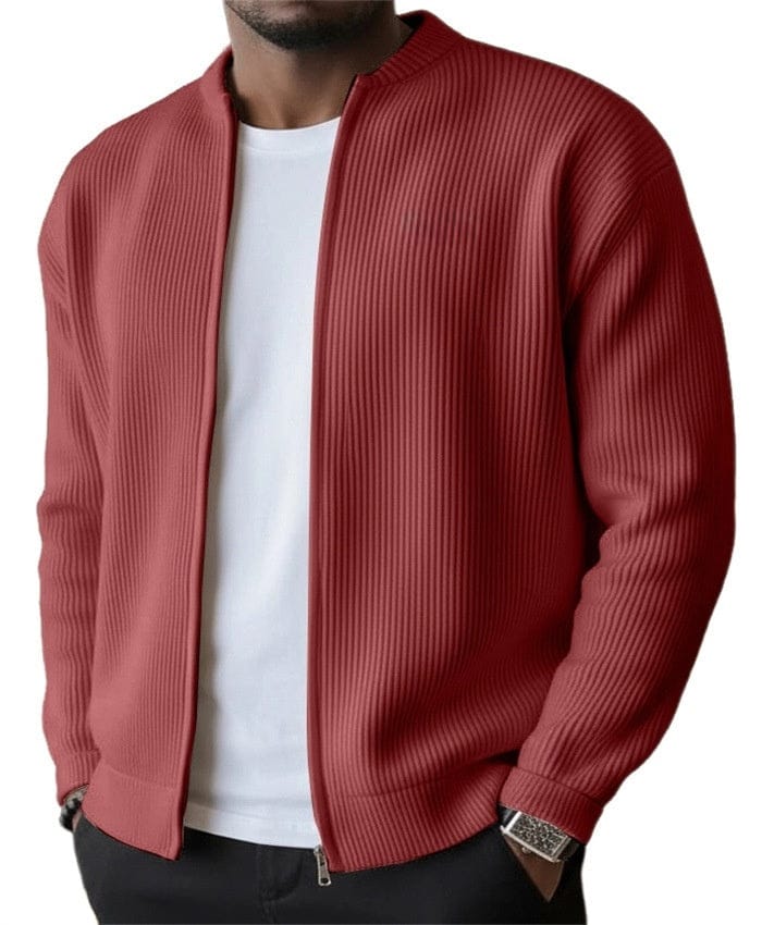 MATILDE | Cardigan de mulher canelado com fecho de correr e gola alta