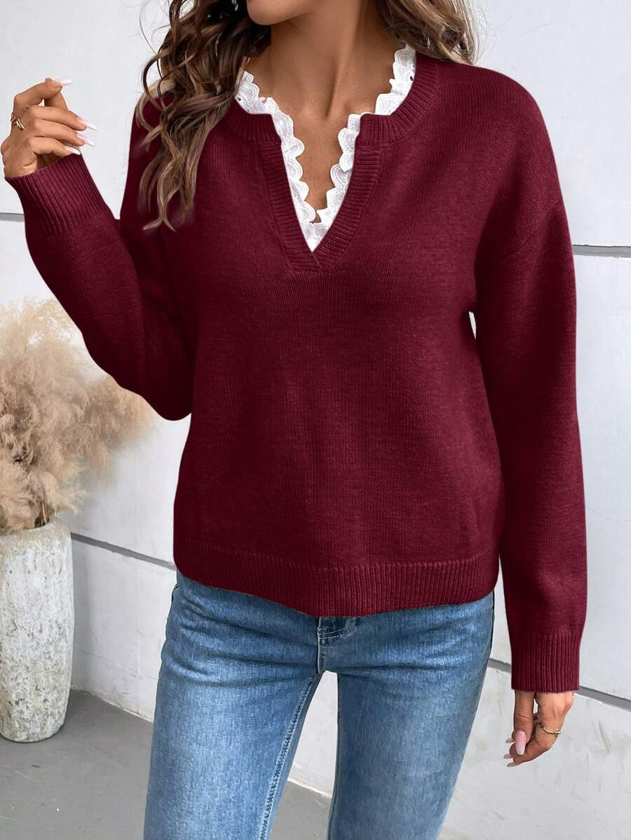 GILLIAN | Camisola com decote em V e renda