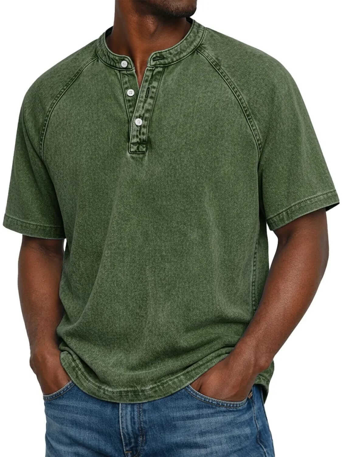 NUNO | Camisola henley de ganga com decote aberto