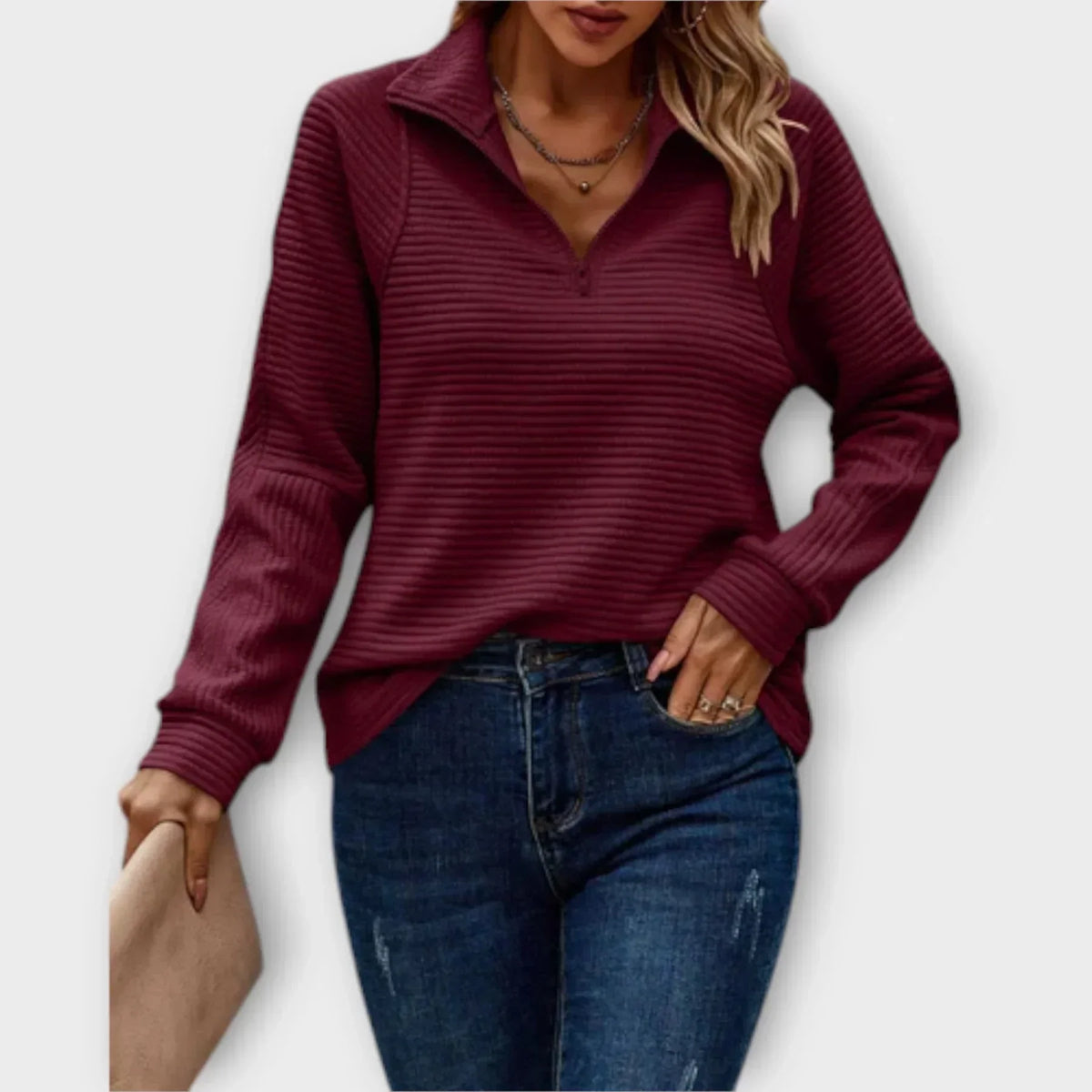 LEONOR | Camisola com meio fecho em V