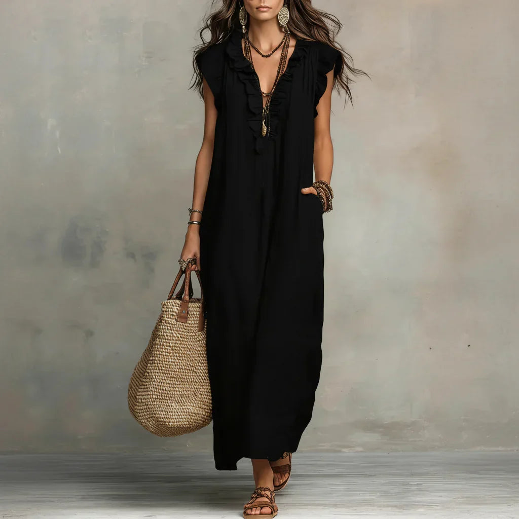 MARTA | Vestido longo com folhos