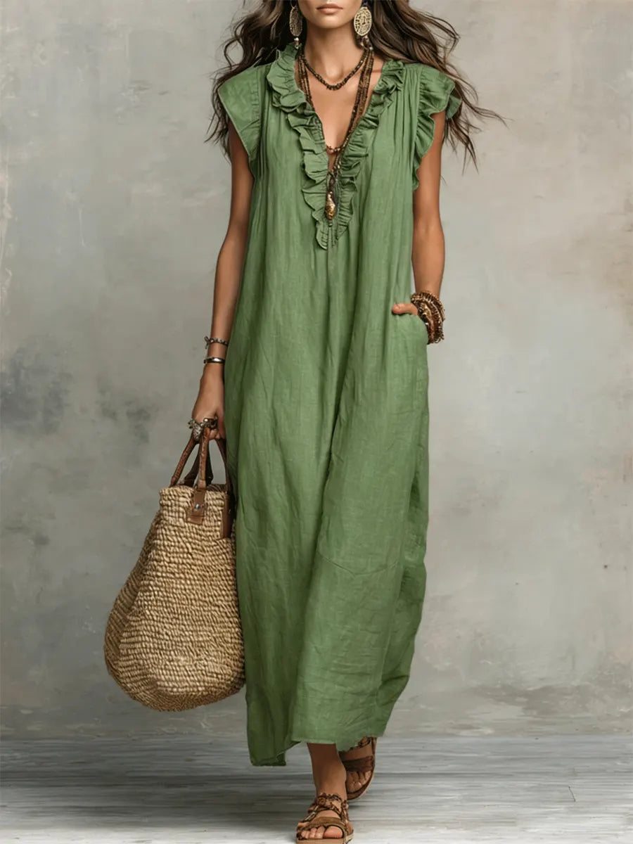 MARTA | Vestido longo com folhos