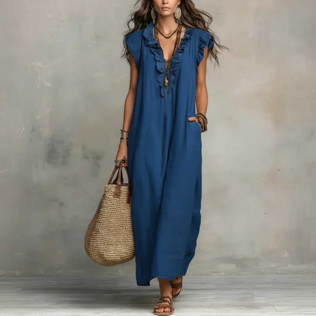 MARTA | Vestido longo com folhos
